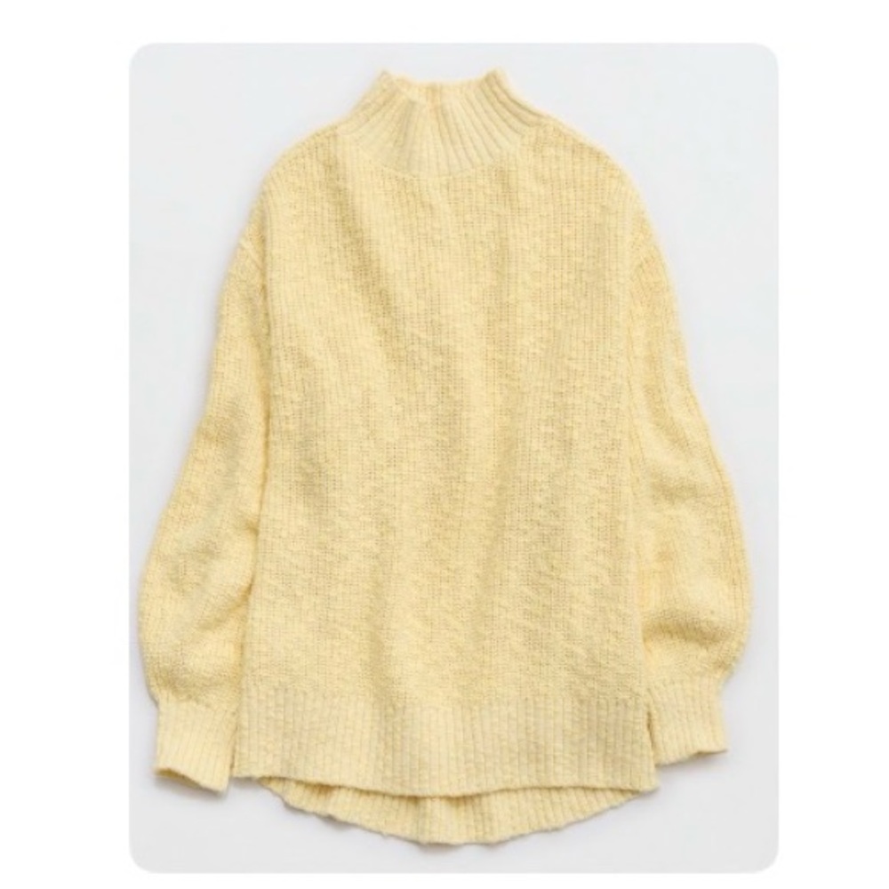 Aerie Soft Yellow Cowl Neck Sweater